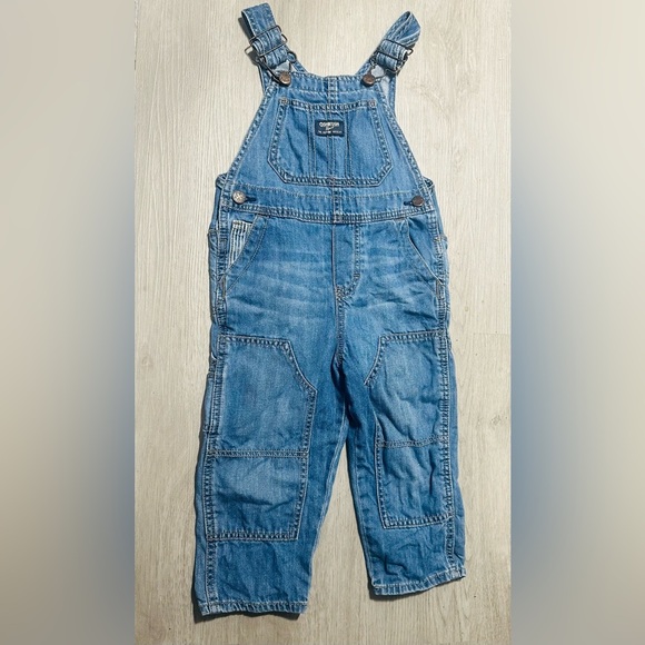 OshKosh Bgosh 3T Vestbak Denim Overalls EUC Unisex Toddler Outdoor Classic Retro - Picture 1 of 5
